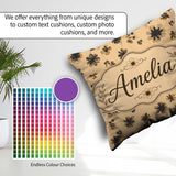 Custom Name Leopard Spot and Floral Ditsy with Black Motifs Warm Square Filled Cushion Throw Pillow Sofa Bed Home Decor Zip Washable UK Made