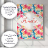 Personalised Name Watercolour Blend Abstract Flow Soft Pink Yellow Custom  Unique Canvas Wall Art Print Decor Picture Ready to Hang