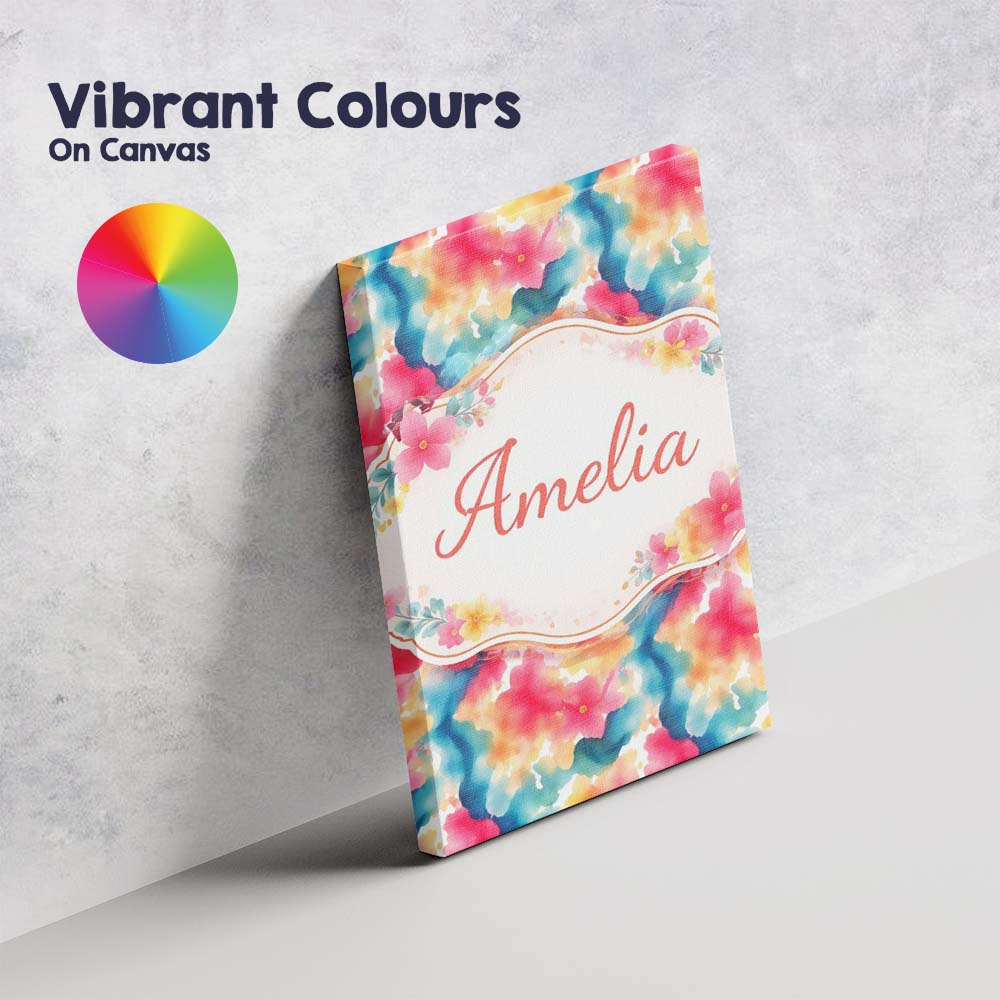 Personalised Name Watercolour Blend Abstract Flow Soft Pink Yellow Custom  Unique Canvas Wall Art Print Decor Picture Ready to Hang
