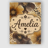 Personalised Name Warm Gold and Brown Custom Modern Room Accent Creative Decorator Style Canvas Wall Art Print Decor Picture Ready to Hang