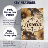 Personalised Name Warm Gold and Brown Custom Modern Room Accent Creative Decorator Style Canvas Wall Art Print Decor Picture Ready to Hang