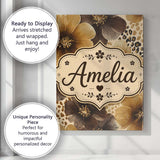 Personalised Name Warm Gold and Brown Custom Modern Room Accent Creative Decorator Style Canvas Wall Art Print Decor Picture Ready to Hang