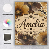 Personalised Name Warm Gold and Brown Custom Modern Room Accent Creative Decorator Style Canvas Wall Art Print Decor Picture Ready to Hang