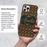 Luxury Ornate Baroque Floral Tile Pattern in Gold Custom Name Protective Phone Case Mobile Cover Durable Everyday Smartphone Shock Resistant