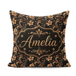 Custom Name Elegant Gold Vine on Black Background with Intricate Square Filled Cushion Throw Pillow Sofa Bed Home Decor Zip Washable UK Made