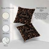Custom Name Elegant Gold Vine on Black Background with Intricate Square Filled Cushion Throw Pillow Sofa Bed Home Decor Zip Washable UK Made