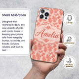 Coral Reef Inspired Floral in Soft Pink and Red Custom Name Protective Phone Case Mobile Cover Durable Everyday Smartphone Shock Resistant