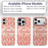 Coral Reef Inspired Floral in Soft Pink and Red Custom Name Protective Phone Case Mobile Cover Durable Everyday Smartphone Shock Resistant
