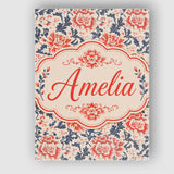 Personalised Name Classic Red Floral Custom Premium Decorative Design Modern Room Accent Canvas Wall Art Print Decor Picture Ready to Hang