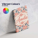 Personalised Name Classic Red Floral Custom Premium Decorative Design Modern Room Accent Canvas Wall Art Print Decor Picture Ready to Hang