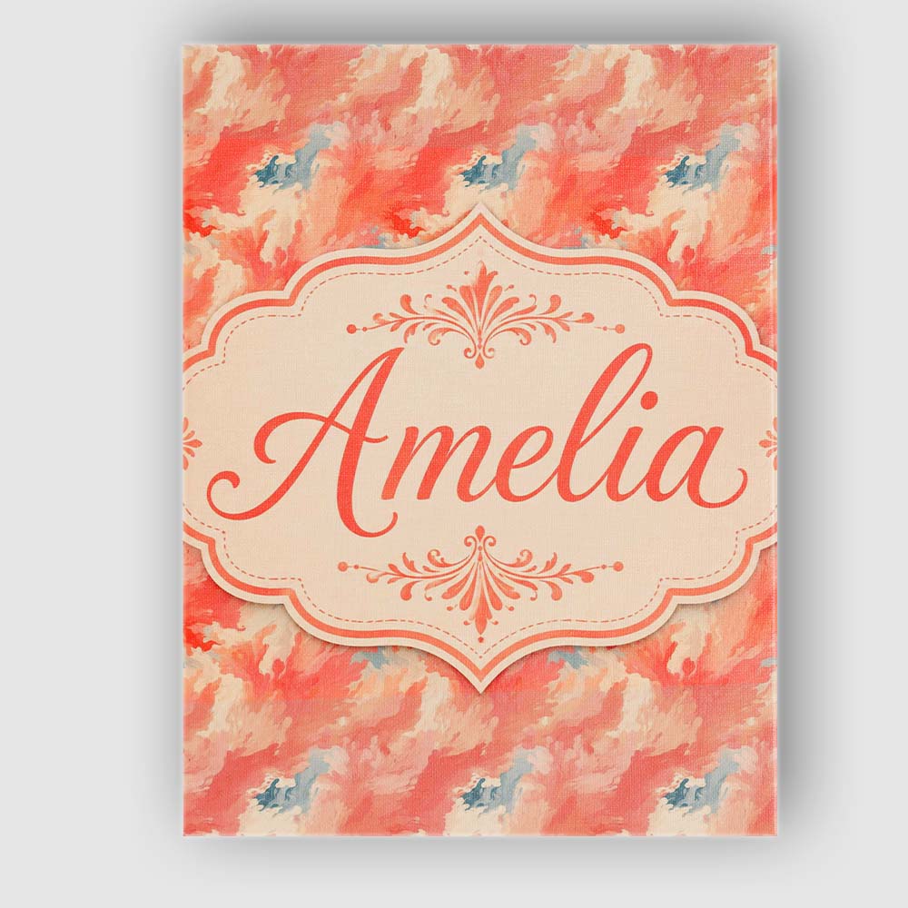 Personalised Name Abstract Coral and Cream Custom  Unique Gift Idea Elegant Feature Canvas Wall Art Print Decor Picture Ready to Hang