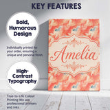 Personalised Name Abstract Coral and Cream Custom  Unique Gift Idea Elegant Feature Canvas Wall Art Print Decor Picture Ready to Hang