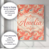 Personalised Name Abstract Coral and Cream Custom  Unique Gift Idea Elegant Feature Canvas Wall Art Print Decor Picture Ready to Hang