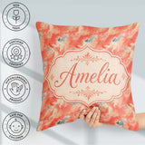 Custom Name Abstract Coral and Cream Fluid Art Pattern with Soft Square Filled Cushion Throw Pillow Sofa Bed Home Decor Zip Washable UK Made