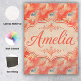 Personalised Name Abstract Coral and Cream Custom  Unique Gift Idea Elegant Feature Canvas Wall Art Print Decor Picture Ready to Hang