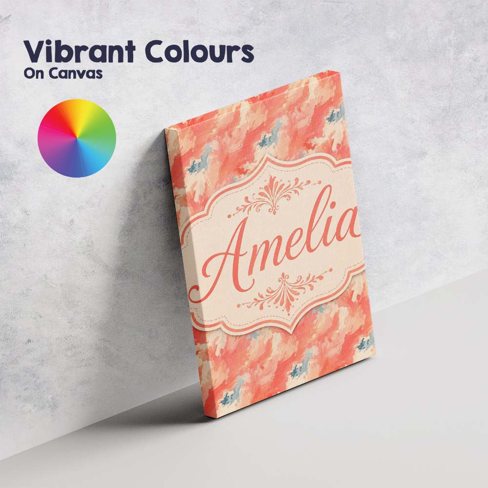 Personalised Name Abstract Coral and Cream Custom  Unique Gift Idea Elegant Feature Canvas Wall Art Print Decor Picture Ready to Hang