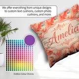 Custom Name Abstract Coral and Cream Fluid Art Pattern with Soft Square Filled Cushion Throw Pillow Sofa Bed Home Decor Zip Washable UK Made