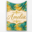 Teal and Gold Abstract Floral Swirl Seamless Pattern with Painterly  Personalised Custom Name Super Soft Fleece Blanket Bed Sofa Throw