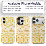 Soft Watercolour Yellow Floral Repeat Pattern on Custom Name Protective Phone Case Mobile Cover Durable Everyday Smartphone Shock Resistant