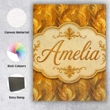 Personalised Name Rich Golden Leaf Botanical Custom Bespoke  Contemporary Display Canvas Wall Art Print Decor Picture Ready to Hang