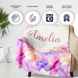 Soft Watercolour Splash Lavender Peach Abstract Pattern Lovely  Personalised Custom Name Super Soft Fleece Blanket Bed Sofa Throw