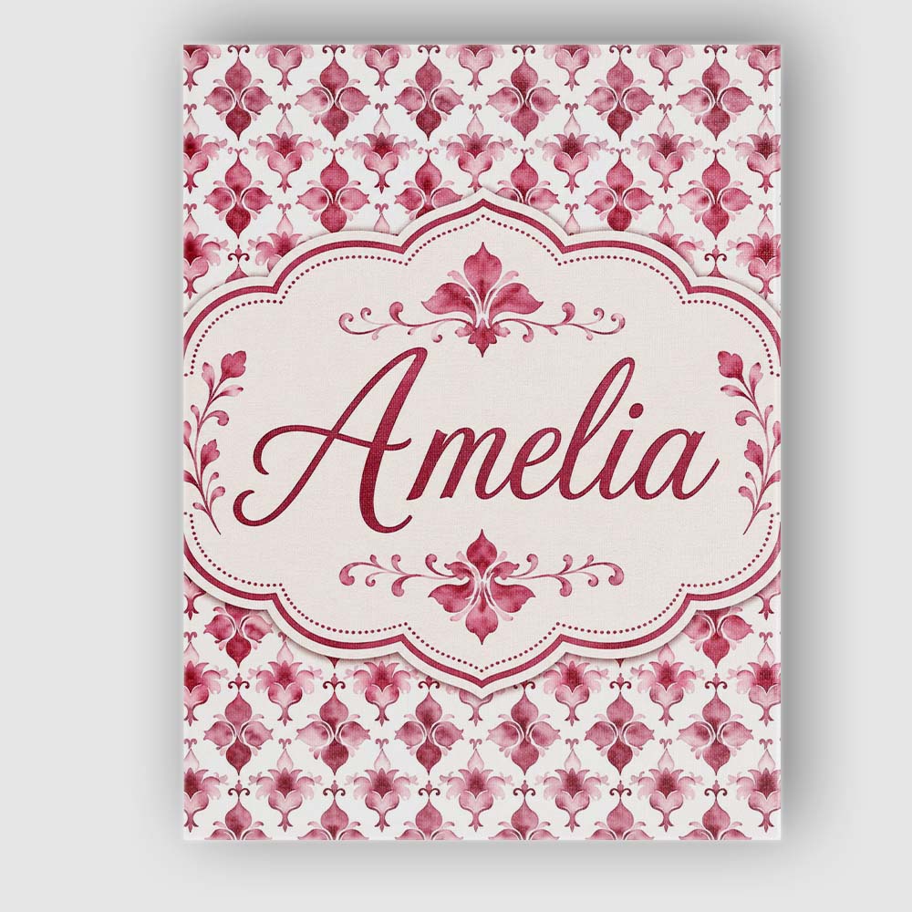 Personalised Name Watercolour Burgundy Custom  Modern Room Accent Elegant Feature Canvas Wall Art Print Decor Picture Ready to Hang