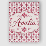 Personalised Name Watercolour Burgundy Custom  Modern Room Accent Elegant Feature Canvas Wall Art Print Decor Picture Ready to Hang
