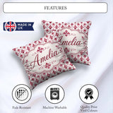 Custom Name Watercolour Damask Motif on Light Background Elegant Square Filled Cushion Throw Pillow Sofa Bed Home Decor Zip Washable UK Made