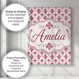 Personalised Name Watercolour Burgundy Custom  Modern Room Accent Elegant Feature Canvas Wall Art Print Decor Picture Ready to Hang