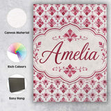 Personalised Name Watercolour Burgundy Custom  Modern Room Accent Elegant Feature Canvas Wall Art Print Decor Picture Ready to Hang