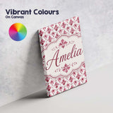 Personalised Name Watercolour Burgundy Custom  Modern Room Accent Elegant Feature Canvas Wall Art Print Decor Picture Ready to Hang