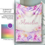 Soft Watercolour Splash Lavender Peach Abstract Pattern Lovely  Personalised Custom Name Super Soft Fleece Blanket Bed Sofa Throw