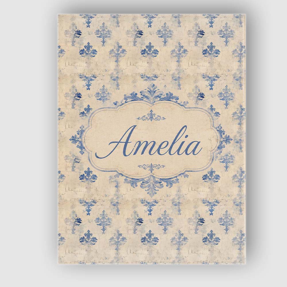 Personalised Name Classic French Blue Custom Modern Room Accent Creative Decorator Style Canvas Wall Art Print Decor Picture Ready to Hang