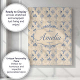 Personalised Name Classic French Blue Custom Modern Room Accent Creative Decorator Style Canvas Wall Art Print Decor Picture Ready to Hang