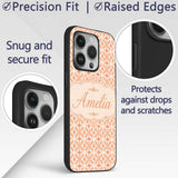 Geometric Floral Star in Warm Peach and Cream Custom Name Protective Phone Case Mobile Cover Durable Everyday Smartphone Shock Resistant