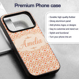 Geometric Floral Star in Warm Peach and Cream Custom Name Protective Phone Case Mobile Cover Durable Everyday Smartphone Shock Resistant