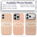 Geometric Floral Star in Warm Peach and Cream Custom Name Protective Phone Case Mobile Cover Durable Everyday Smartphone Shock Resistant