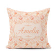 Custom Name Elegant Floral with Soft Peach Blossoms and Delicate Square Filled Cushion Throw Pillow Sofa Bed Home Decor Zip Washable UK Made