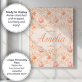 Personalised Name Elegant Floral Botanical Custom  Bespoke Contemporary Statement Canvas Wall Art Print Decor Picture Ready to Hang