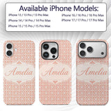 Vintage Symmetrical Geometric Tile Pattern in Custom Name Protective Phone Case Mobile Cover Durable Everyday Smartphone Shock Resistant