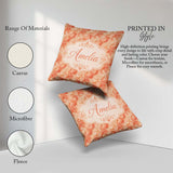 Custom Name Abstract Feather Swirl in Soft Coral Flowing Texture Square Filled Cushion Throw Pillow Sofa Bed Home Decor Zip Washable UK Made