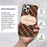 Vintage Floral Vine in Warm Peach Printed Design Custom Name Protective Phone Case Mobile Cover Durable Everyday Smartphone Shock Resistant