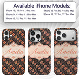 Vintage Floral Vine in Warm Peach Printed Design Custom Name Protective Phone Case Mobile Cover Durable Everyday Smartphone Shock Resistant