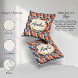 Custom Name Bold Brush Stroke Abstract Red Blue White Pattern Square Filled Cushion Throw Pillow Sofa Bed Home Decor Zip Washable UK Made
