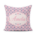 Custom Name Floral Geometric in Pink and Navy Symmetrical Design Square Filled Cushion Throw Pillow Sofa Bed Home Decor Zip Washable UK Made