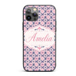 Floral Geometric in Pink and Navy Symmetrical Custom Name Protective Phone Case Mobile Cover Durable Everyday Smartphone Shock Resistant