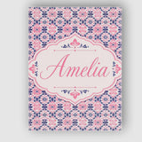 Personalised Name Floral Geometric in Pink Custom  Unique Gift Idea Elegant Feature Canvas Wall Art Print Decor Picture Ready to Hang