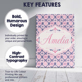 Personalised Name Floral Geometric in Pink Custom  Unique Gift Idea Elegant Feature Canvas Wall Art Print Decor Picture Ready to Hang