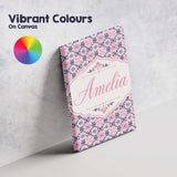 Personalised Name Floral Geometric in Pink Custom  Unique Gift Idea Elegant Feature Canvas Wall Art Print Decor Picture Ready to Hang
