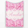 Abstract Pink Feather Swirl Pattern with Soft Flowing Texture Lovely  Personalised Custom Name Super Soft Fleece Blanket Bed Sofa Throw